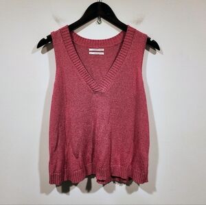 Anthropologie Cotton Blend Knit Sweater Vest In Rose